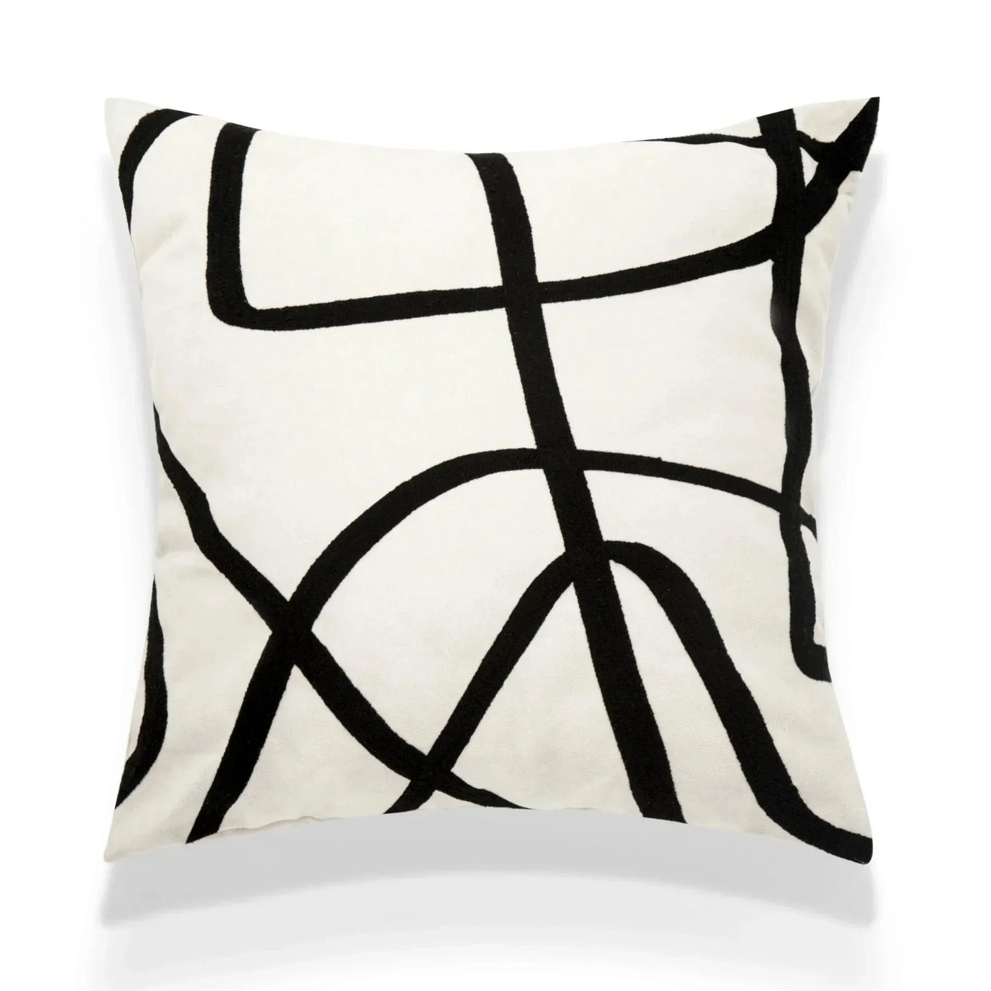 DecorBites™ Lambswool Face Embroidered Cushion Cover 45x45 - Beige White Abstract Art Pillowcase