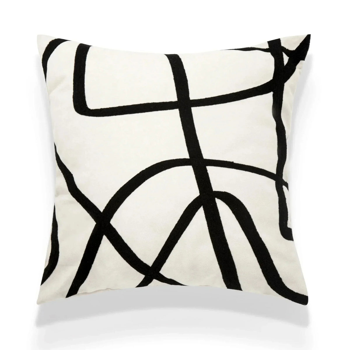 Funda de cojín bordada con rostro de lana de cordero Decorbites™ 45x45 - Beige Blanco Arte Abstracto