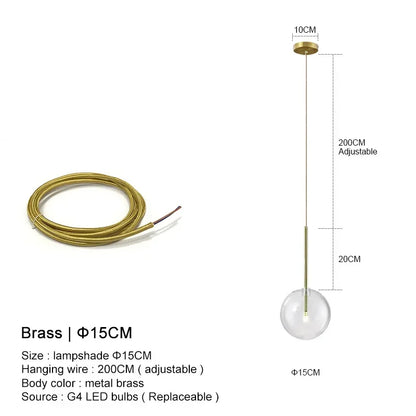 DecorBites™ Clear Glass Ball Pendant Chandelier for Dining Room Bedroom Decor Lighting