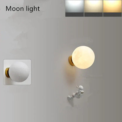 Lámpara de pared DecorBites™ Astronauta Luna: Luz de fondo moderna y minimalista para dormitorio infantil
