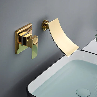 DecorBites™ Gold Waterfall Wall Mount Faucet for Bathroom Basin Mixer Tap
