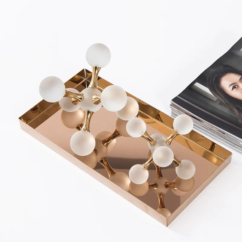 Adorno decorativo geométrico de metal con forma de molécula de bola de cristal DecorBites™