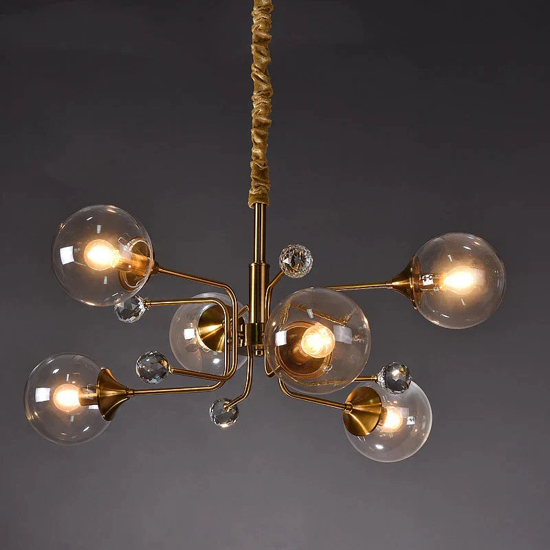 DecorBites™ Glass Bubble Chandelier: Luxury LED Glass Ball Suspension Lamp for Living Room, Bedroom, and Shop