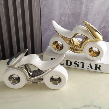 DecorBites™ Ceramic Motorcycle Light Decoration for Living Room, Porch, Dining Side