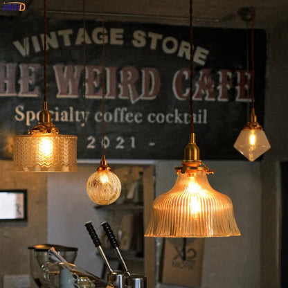 DecorBites™ Clear Glass LED Pendant Light: Modern Copper Hanging Lamp for Home Indoor Decor