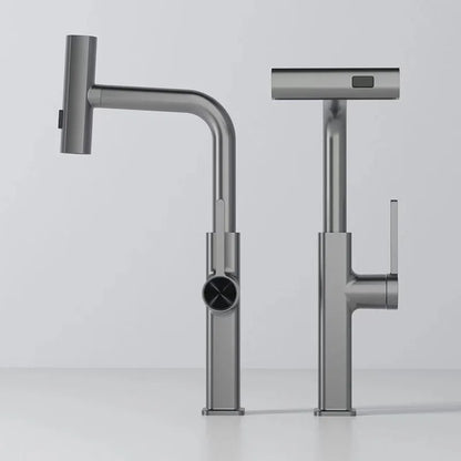 DecorBites™ Digital Display Single Lever Brass Kitchen Faucet - Hot Cold Pull Out Mixer