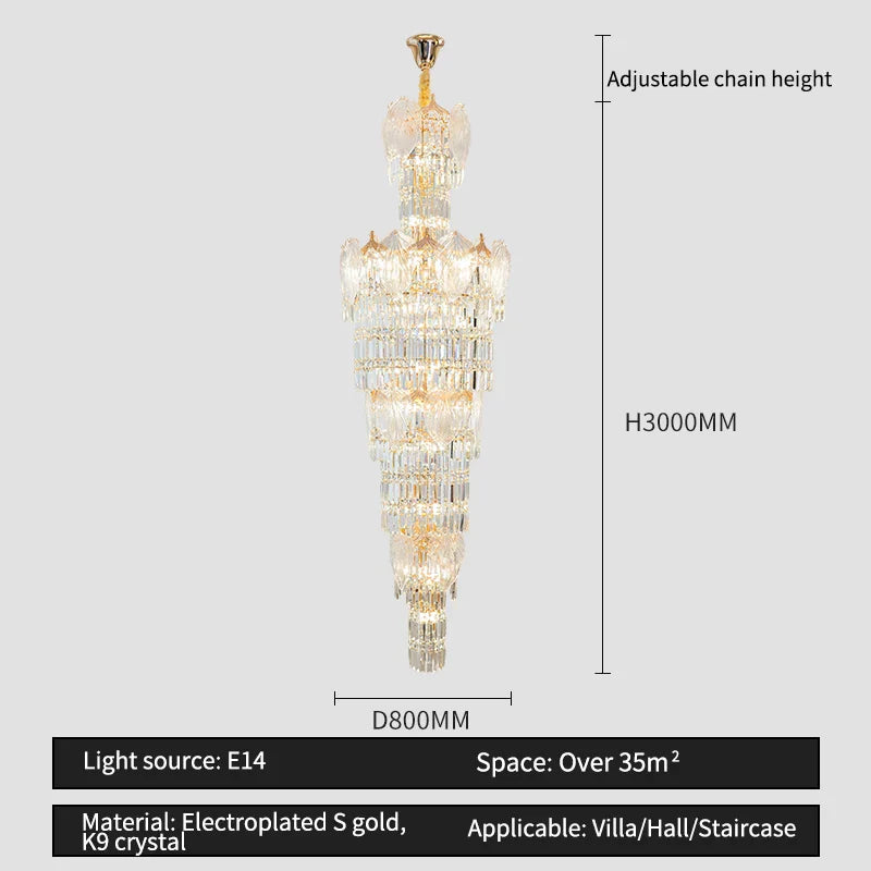 DecorBites™ Crystal European Long Chandelier for Elegant Living Room Décor