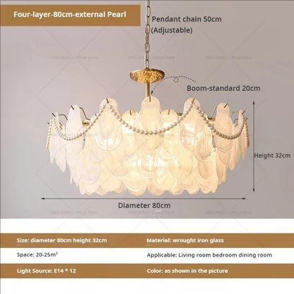 Lámpara de jardín tipo araña francesa DecorBites™ con cristal K9 | Diseño elegante de concha de perla