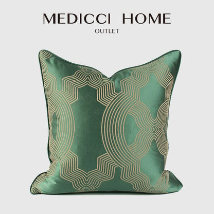 DecorBites™ Emerald Green Geo Jaquard Cushion Cover 50x50cm