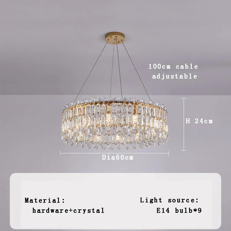 DecorBites™ Crystal Pendant Chandelier for Living Room Bedroom - Luxury Hanglamp by Lamparas Lustres