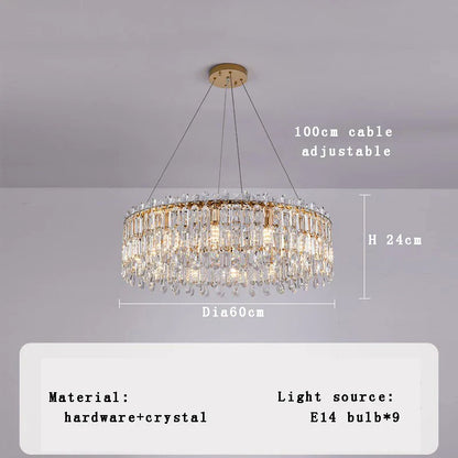 DecorBites™ Crystal Pendant Chandelier for Living Room Bedroom - Luxury Hanglamp by Lamparas Lustres