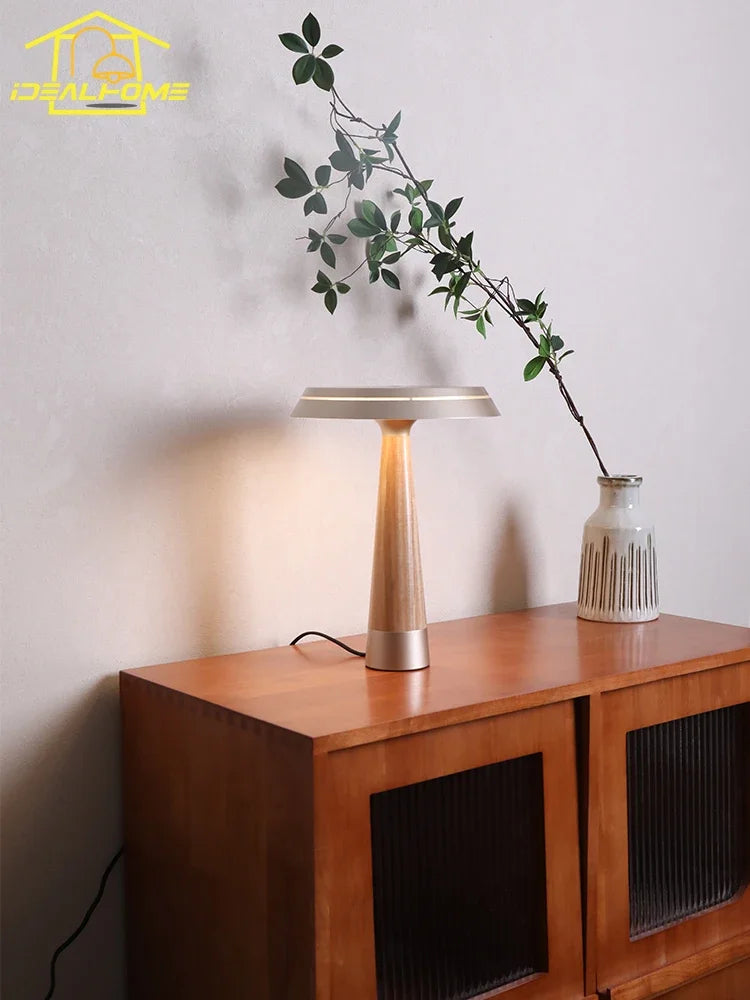 DecorBites™ Ceil Solid Wood Table Lamp with Touch Switch - Modern LED Lighting