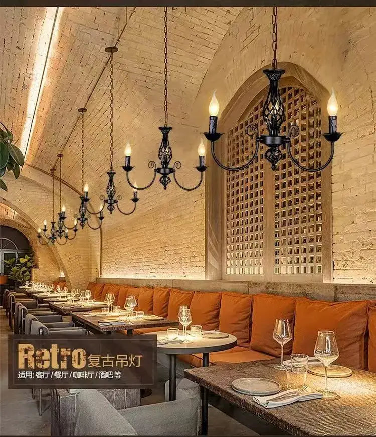 DecorBites™ Modern Black Iron Chandelier for Living Room