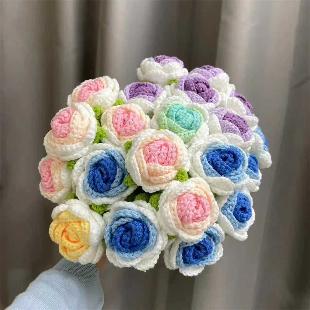 Cotton Rose Crochet Bouquet