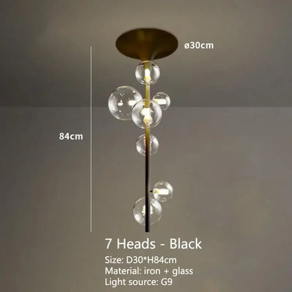 DecorBites™ LED Bubble Chandelier Clear Glass Ball Pendant Lamp for Dining Room & Bar