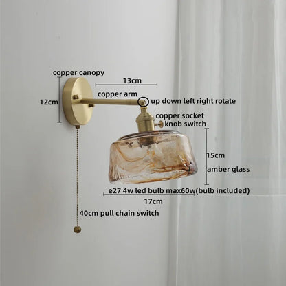 Aplique de pared LED DecorBites™ de cerámica y cobre con interruptor de cadena para una decoración nórdica moderna.