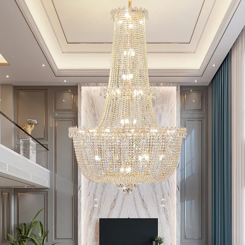 DecorBites™ Crystal Duplex Chandelier: New Light Luxury Modern Design for Living Room & Hall