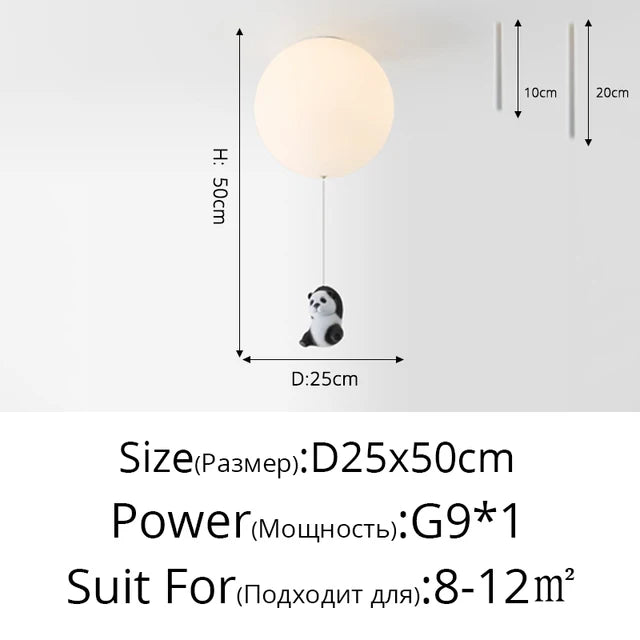 DecorBites™ Kids Cartoon Panda Polar Bear Ceiling Light Chandelier for Boys and Girls' Bedroom