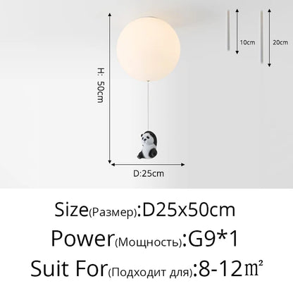 DecorBites™ Kids Cartoon Panda Polar Bear Ceiling Light Chandelier for Boys and Girls' Bedroom