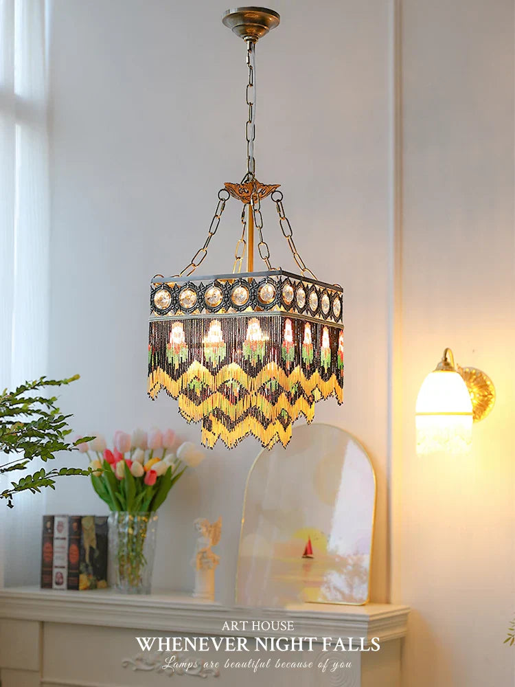 DecorBites™ French Brass Crystal Chandelier - Classic European Hanging Lamps for Living Room & Bedroom