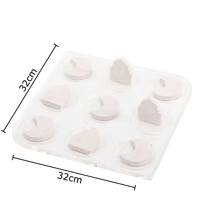 DecorBites™ Acrylic Tic-Tac-Toe Chessboard Set - Geometric Art Desk Decoration with Casual Chess Pieces