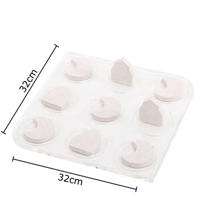 DecorBites™ Acrylic Tic-Tac-Toe Chessboard Set - Geometric Art Desk Decoration with Casual Chess Pieces