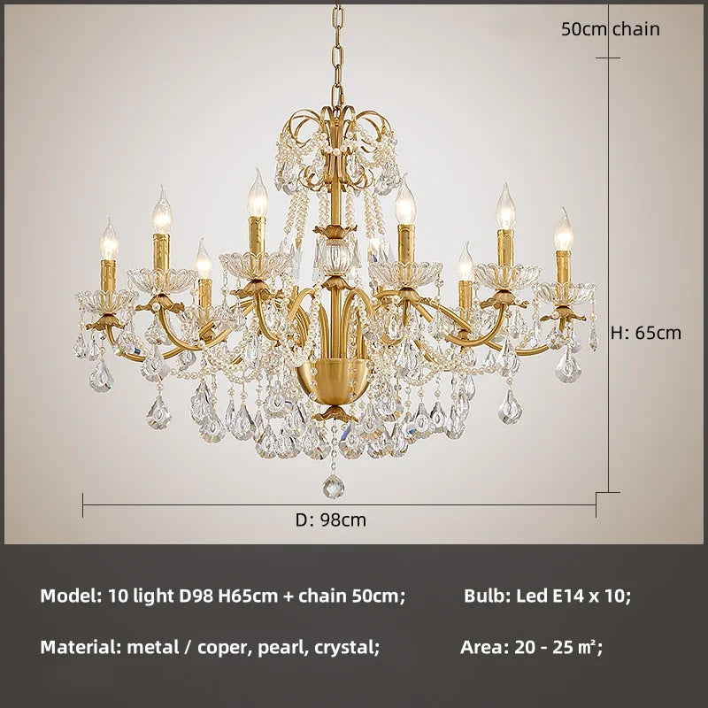 DecorBites™ Crystal Pendant Chandelier Foyer Light Luxury Candle Design Led Lamparas