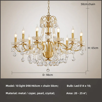 DecorBites™ Crystal Pendant Chandelier Foyer Light Luxury Candle Design Led Lamparas