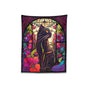 Decobites Floral Cat Tapestry Stained Glass Wall Art - Boho Cat Decor