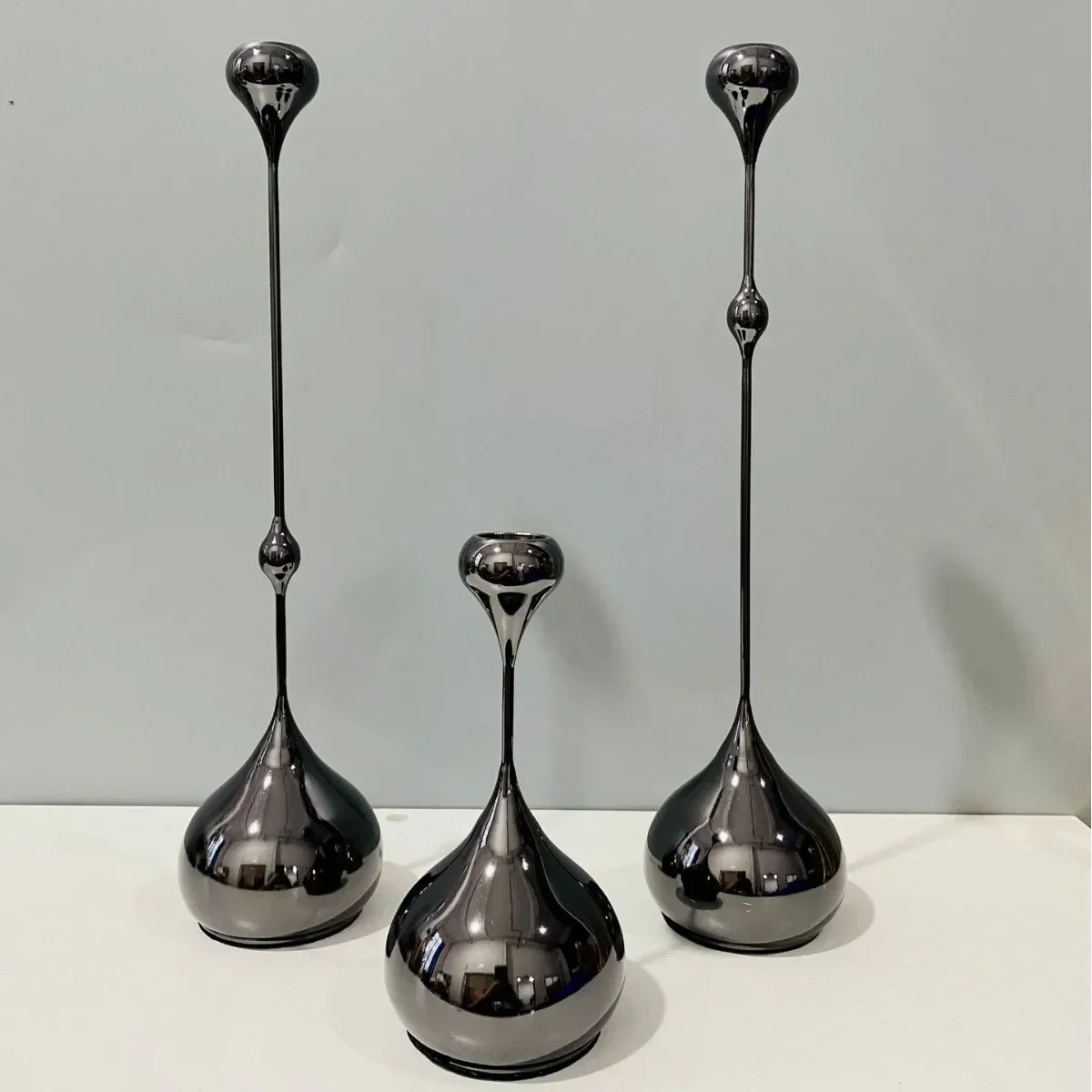 Sostenedor de velas en forma de gota de agua geométrica dorada Decorbites™ para escritorio, almacenamiento, centros de mesa para bodas