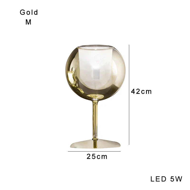 DecorBites™ Gold Chrome Glass Table Decor Lamp for Luxury Living Room, Villa, Store, Cafe
