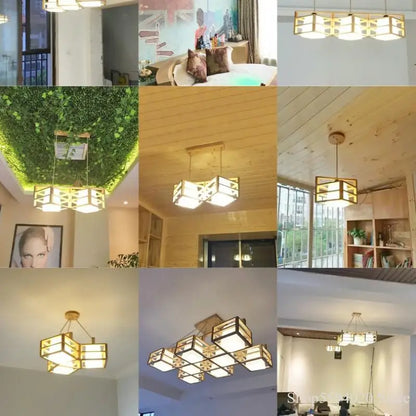 DecorBites™ Japanese Wood Tea Room Pendant Light