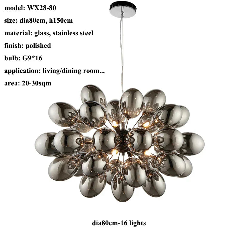 DecorBites™ Elegant Grape Glass Chandelier for Luxury Home Decoration