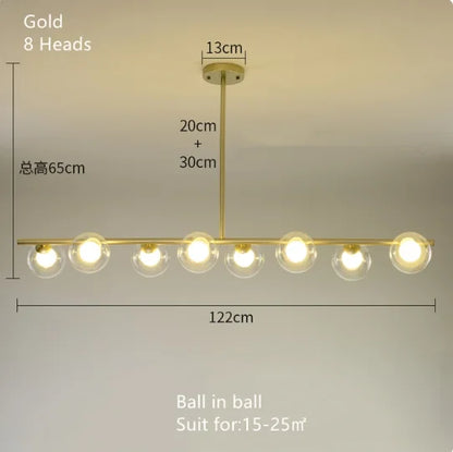 DecorBites™ Gold Glass Ball LED Pendant Light for Kitchen Dining Room Lighting