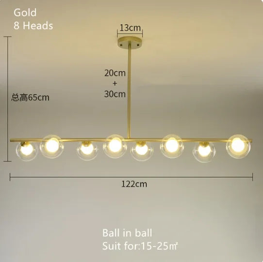 Lámpara colgante LED de bola de vidrio dorado Decorbites™ para iluminación de cocina y comedor