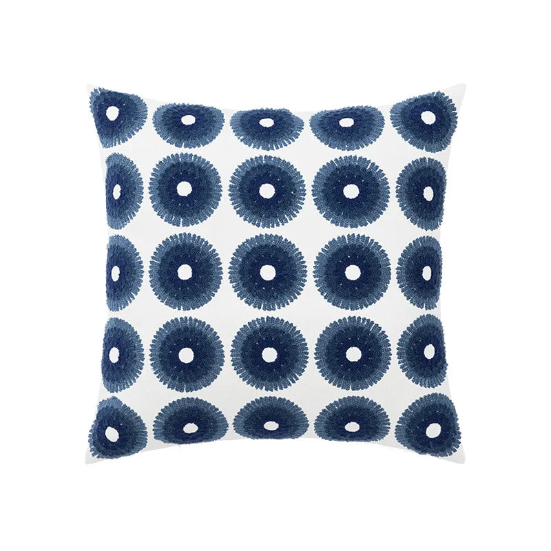 DecorBites™ Coastal Chic Blue Geometric Cushion Cover 45x45cm Soft Cotton Breathable Zipper