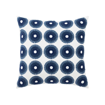 DecorBites™ Coastal Chic Blue Geometric Cushion Cover 45x45cm Soft Cotton Breathable Zipper