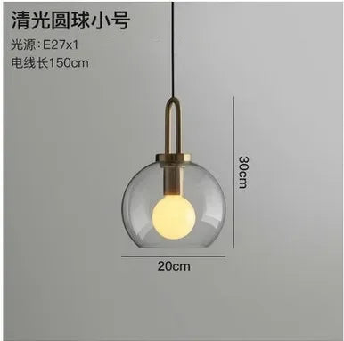 DecorBites™ Glass Ball Pendant Light Fixture for Kitchen Dining Room Bedroom Lighting