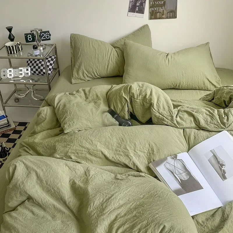 طقم مفروشات قطنية DecorBites™ مع غطاء لحاف وملاءة وغطاء وسادة