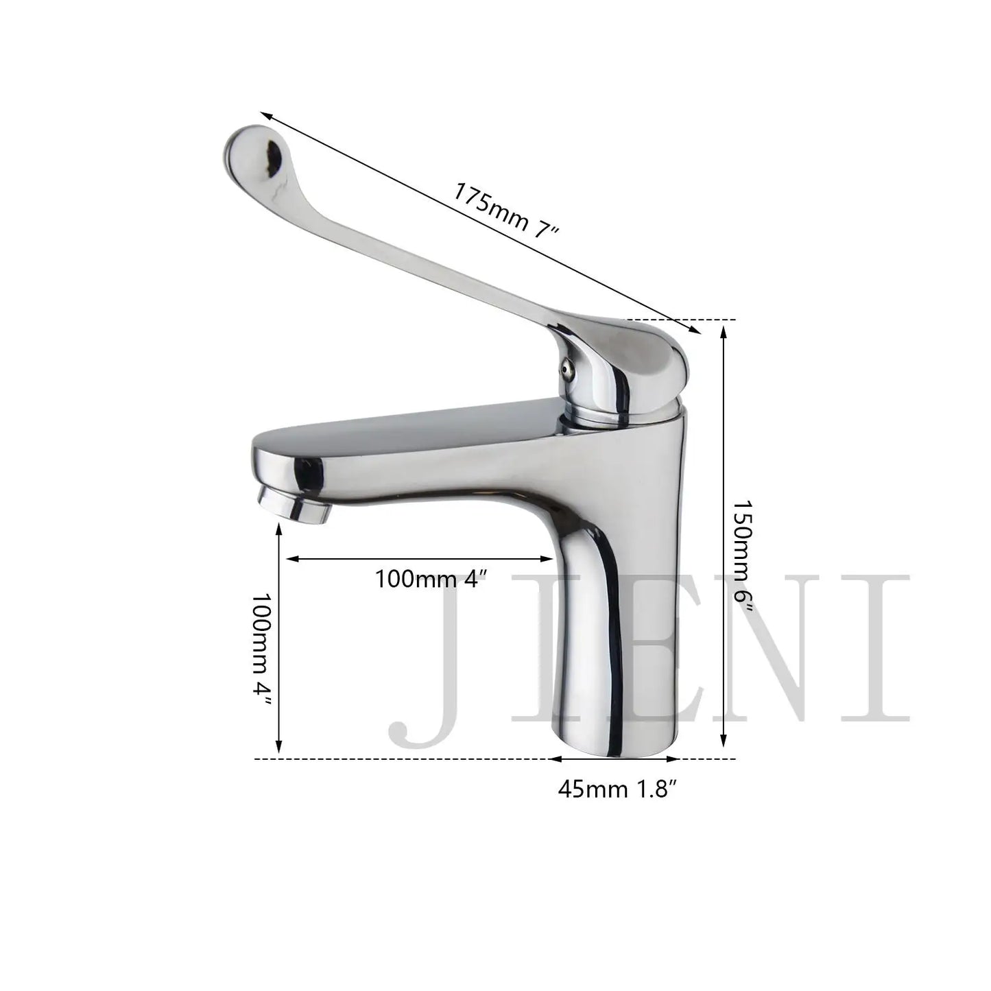 DecorBites™ Brass Long Handle Basin Faucet Mixer Tap Deck Mount Chrome Polished