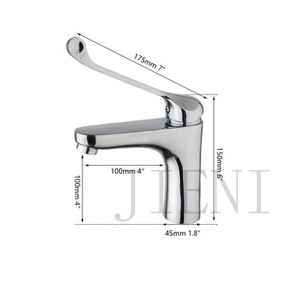 DecorBites™ Brass Long Handle Basin Faucet Mixer Tap Deck Mount Chrome Polished