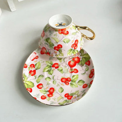 DecorBites™ Flowers Pattern Porcelain Coffee Cup & Saucer Set - Exquisite Tea & Juice Mug