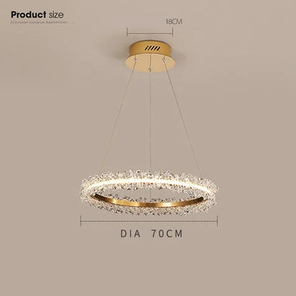 DecorBites™ Gold Crystal Ring Chandelier for Living Room and Restaurant Décor