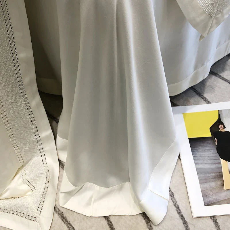 DecorBites™ 1000TC Lyocell Fibre Bedding Set with Broadside Embroidery - Soft, Silky & Pure Color