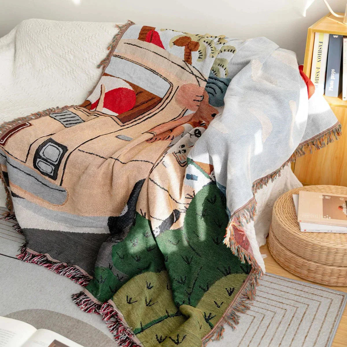 Tapestry Knit Sofa Blanket