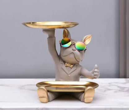 تمثال صينية على شكل بلدغ فرنسي من DecorBites™: ديكور تخزين أنيق للبلدغ للمنزل والمكتب العصري.