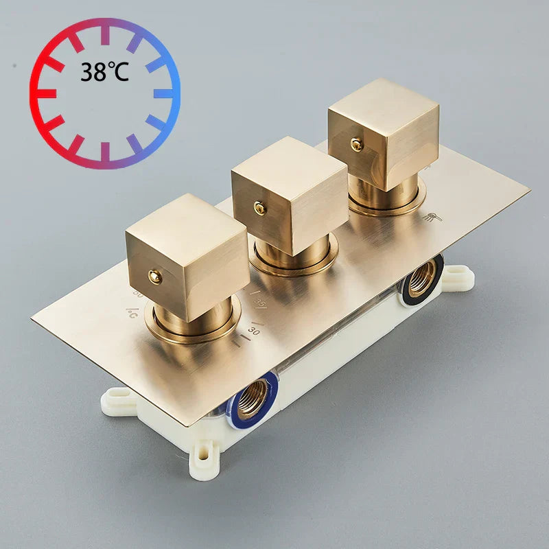 Juego de grifería termostática para ducha tipo lluvia DecorBites™ Gold - Sistema de ducha de pared