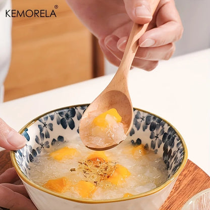 Juego de tenedor y cuchara de madera DecorBites™ de 2 piezas | Vajilla de inspiración coreana para postres y arroz