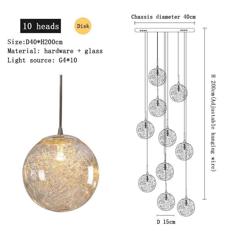 Lámpara de techo de cristal DecorBites™ para sala de estar tipo loft moderna, hogar, hotel, cocina, dormitorio