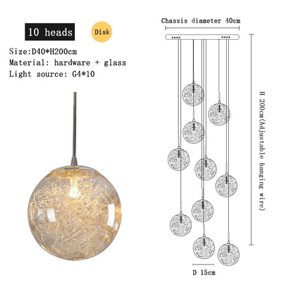Lámpara de techo de cristal DecorBites™ para sala de estar tipo loft moderna, hogar, hotel, cocina, dormitorio